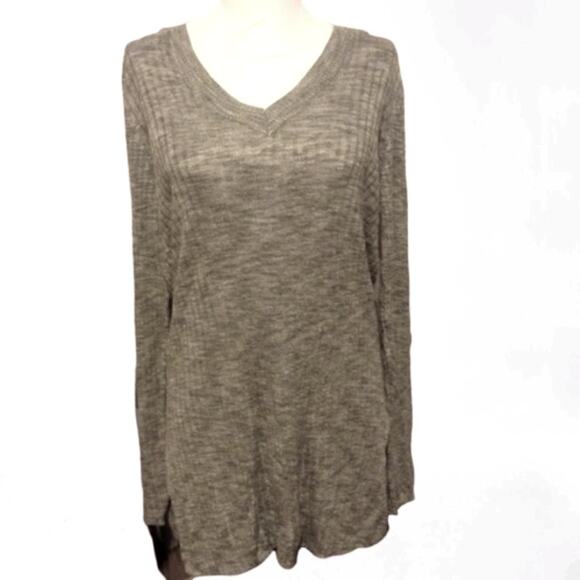 AVA & VIV Gray Marled Lightweight Ribbed Fall Sweater Plus 14W X 1X NEW - Picture 1 of 5